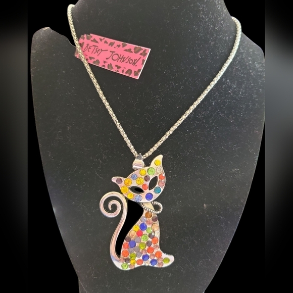 NWT Betsey Johnson Yellow and Orange Cat Pendant Necklace Chain 30" - Picture 4 of 11